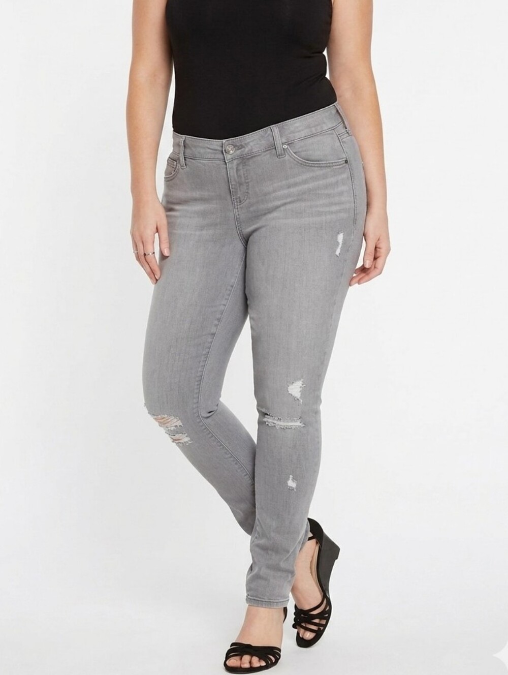 Torrid Gray Denim Distressed Jeans